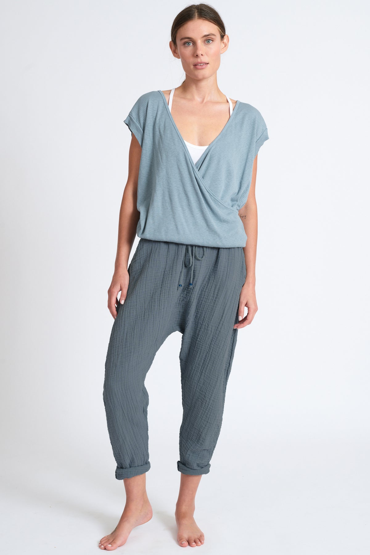 Ribbed Studio Coverup ~ Faded Blue