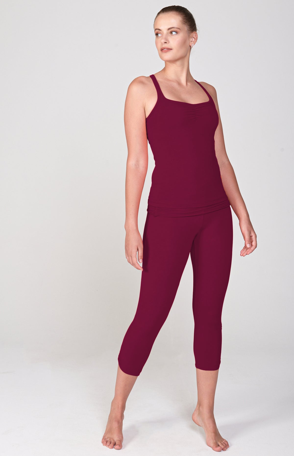 Shirred Ahimsa Capri ~ Wild Berry
