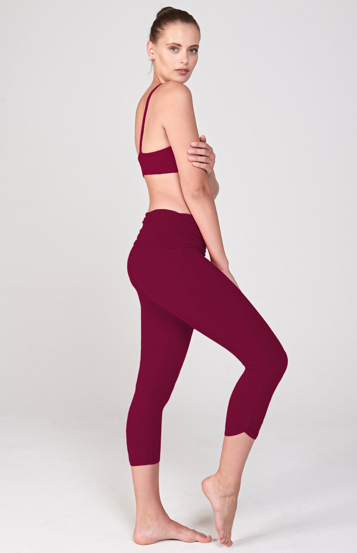 Shirred Ahimsa Capri ~ Wild Berry