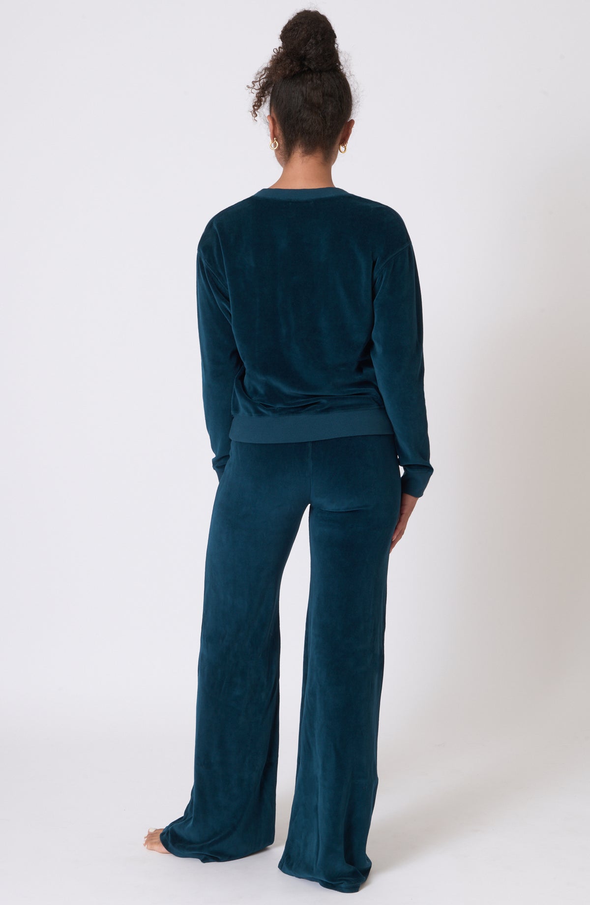 Velour V Neck Sutra Sweatshirt ~ Peacock