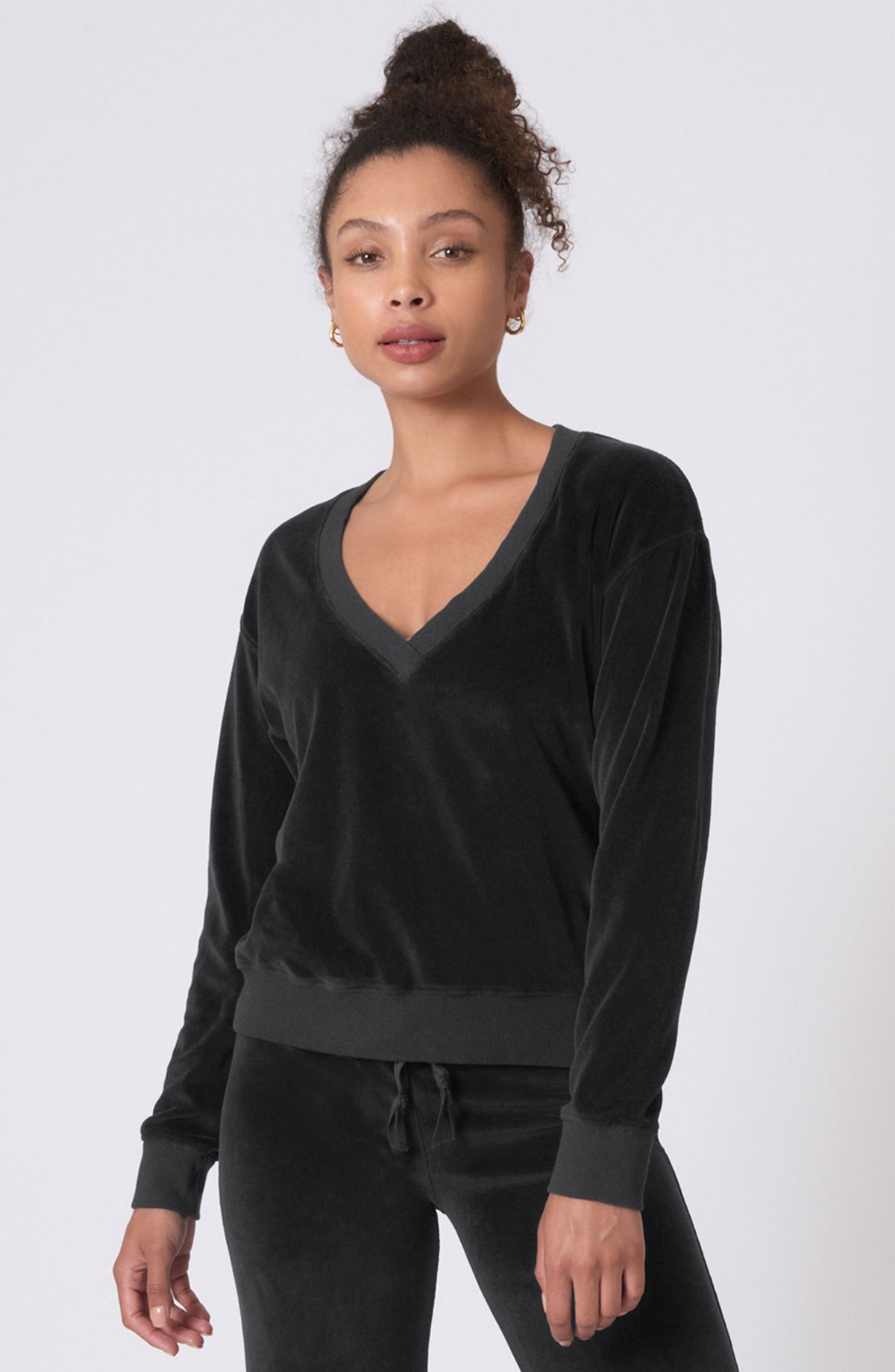 Velour V Neck Sutra Sweatshirt ~ Shadow