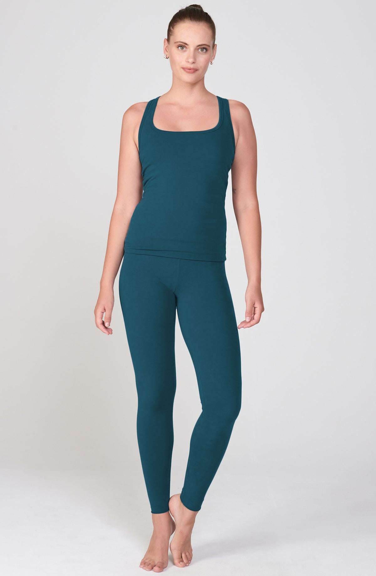 Sueded High Waisted Hatha Legging ~ Peacock Blue