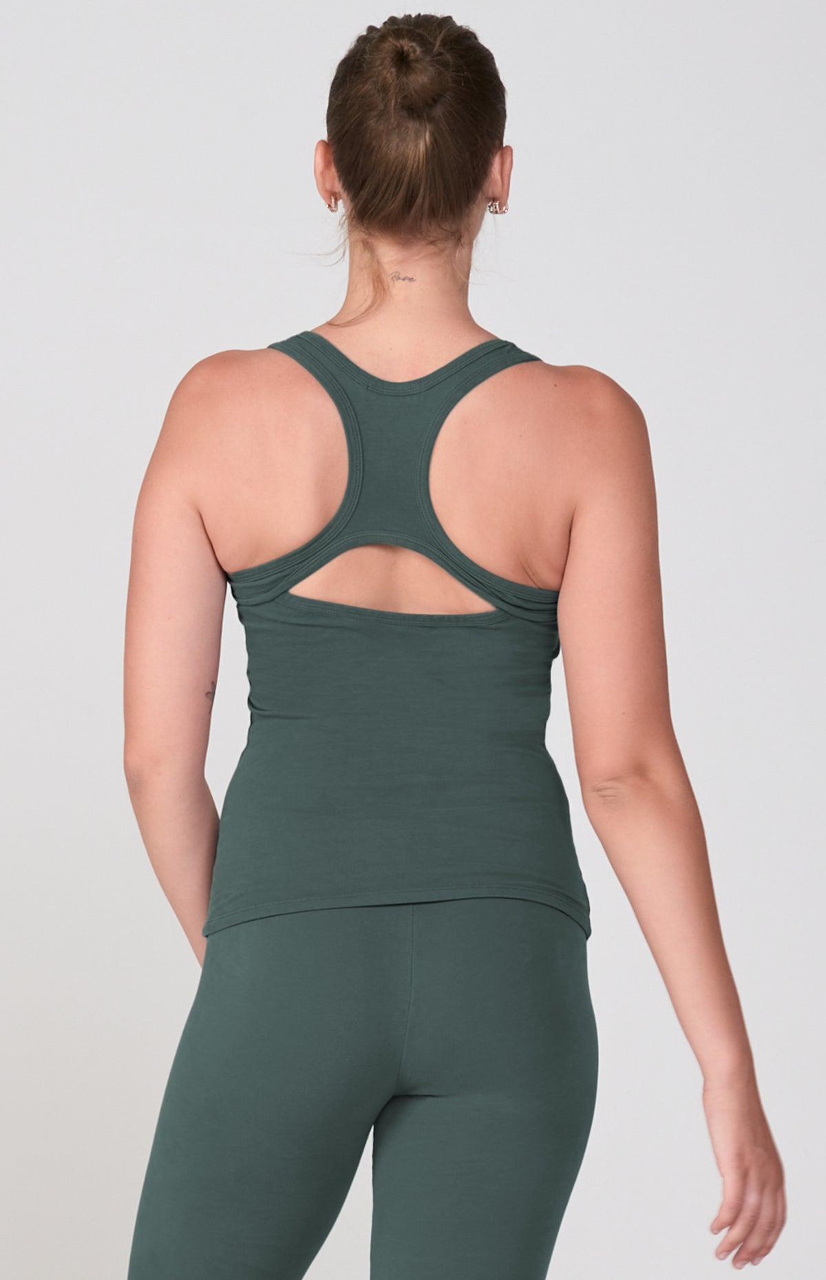 Sueded Half Moon Cutout Racerback Tank ~ Spruce