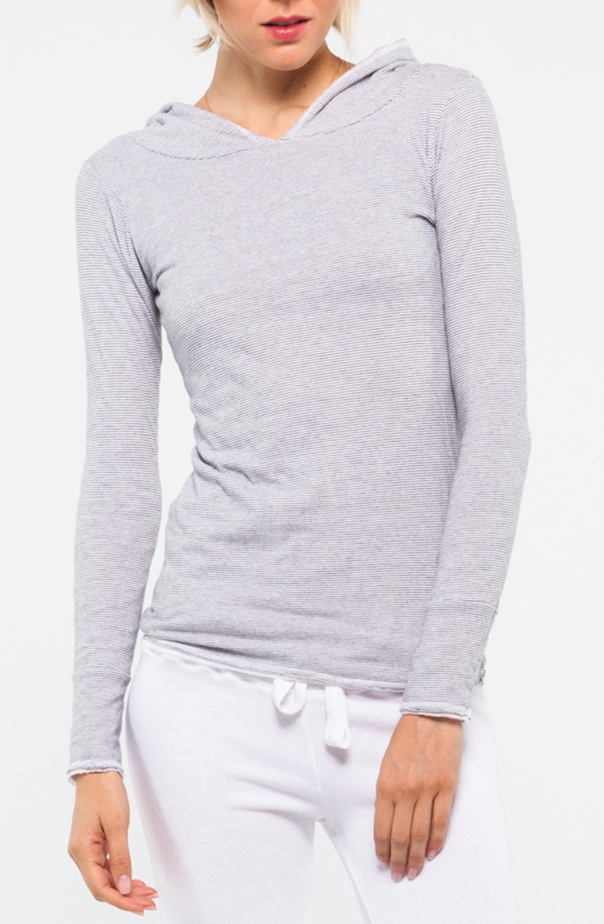 Transformer Hoodie in Winter White Micro Stripe