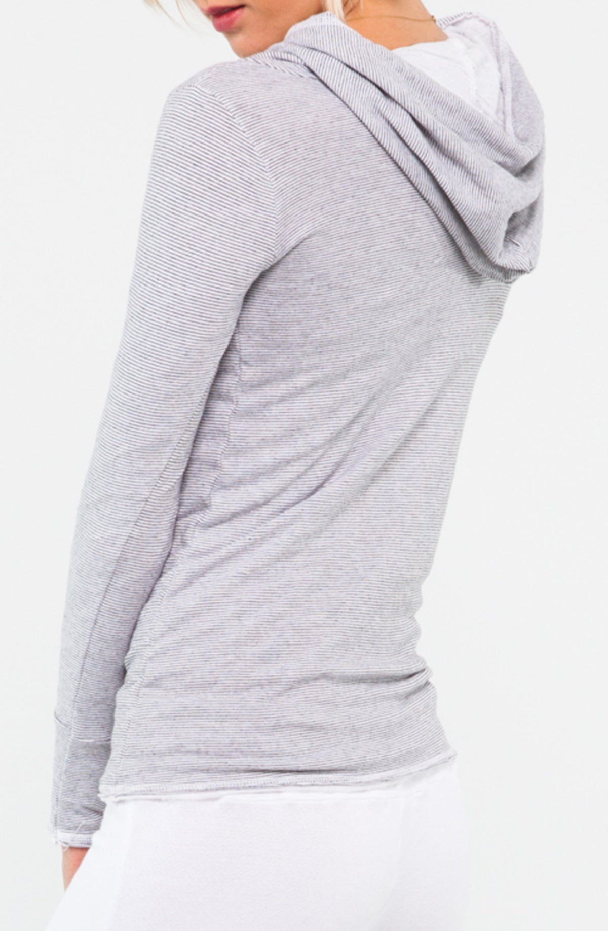 Transformer Hoodie in Winter White Micro Stripe