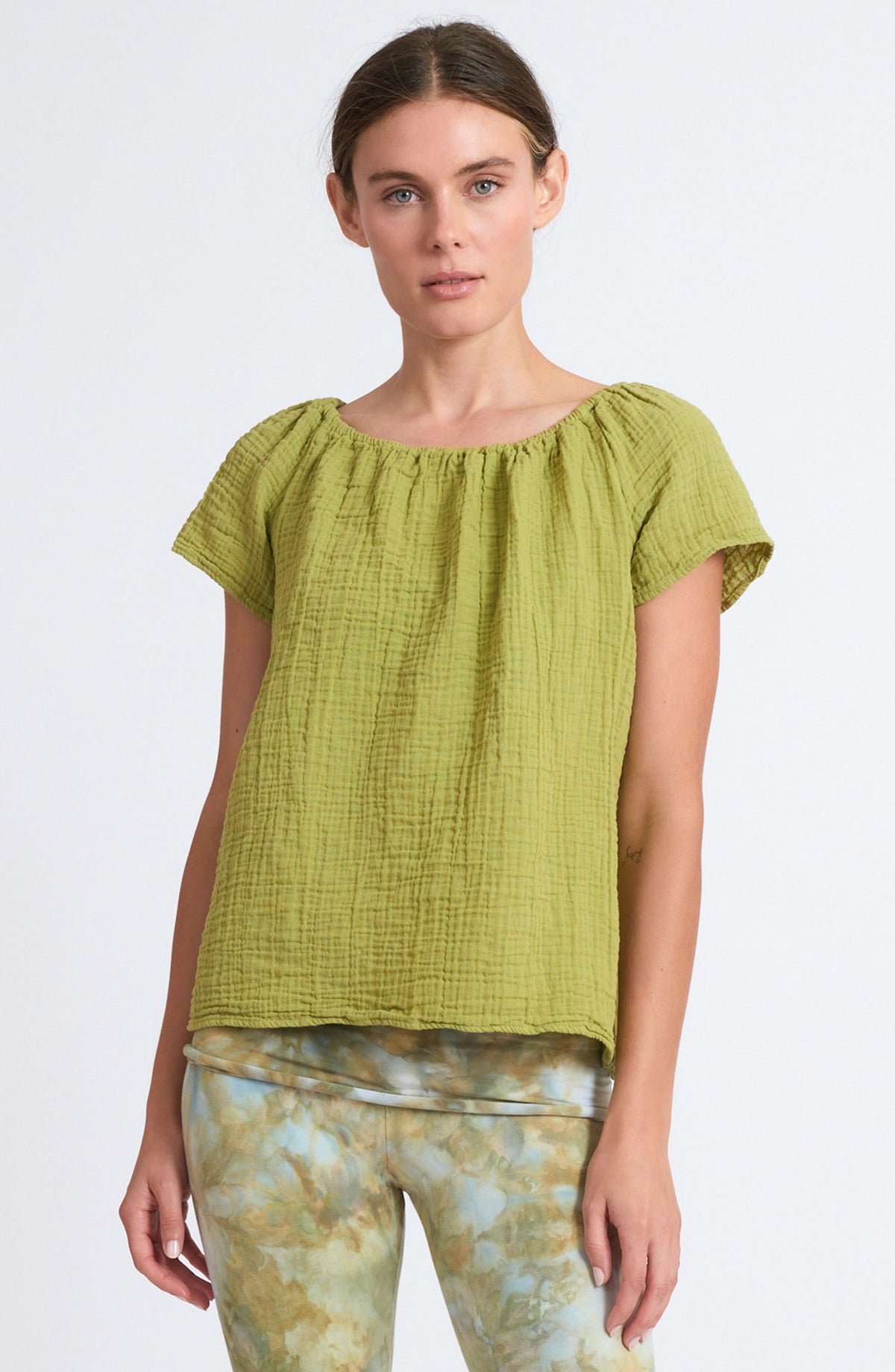 Gauze Off-the- Shoulder Top ~ Wasabi