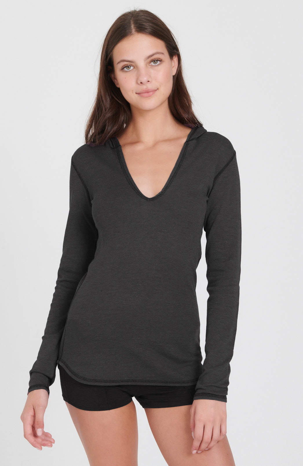 Essential Deep Scoop Hoodie ~Black
