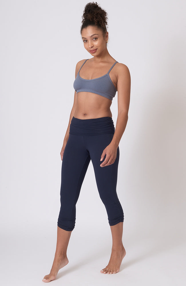 Shirred Ahimsa Capri ~Navy