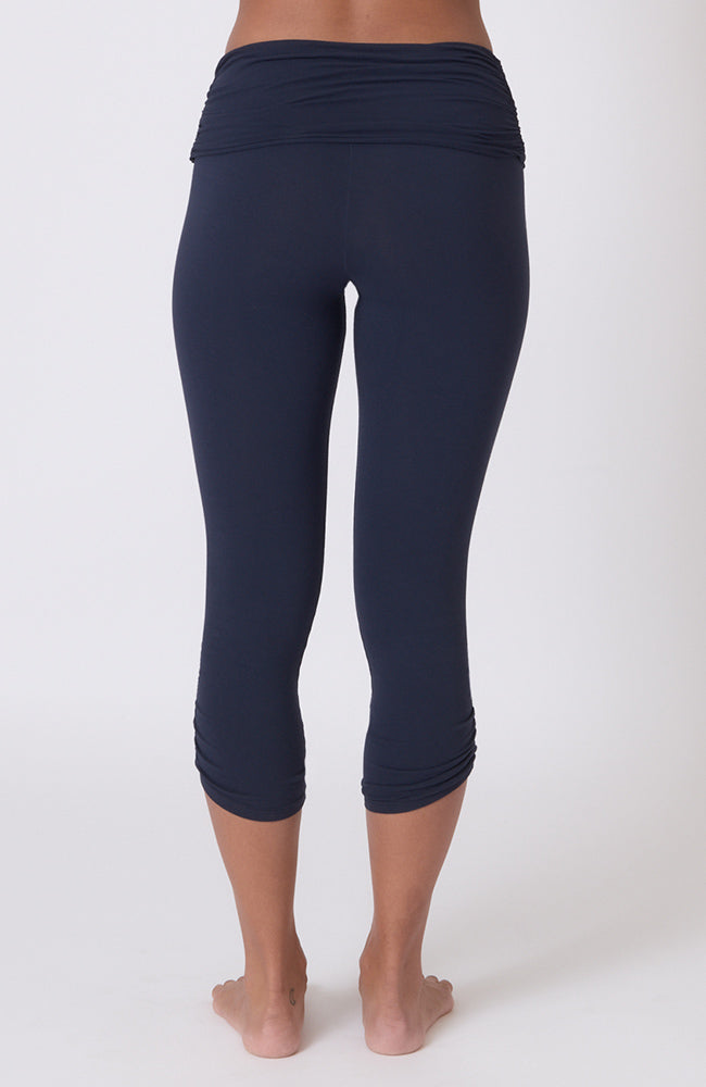 Shirred Ahimsa Capri ~Navy