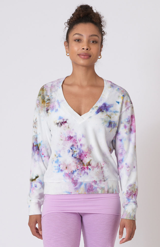 Velour V Neck Sutra Sweatshirt ~ Garden Party