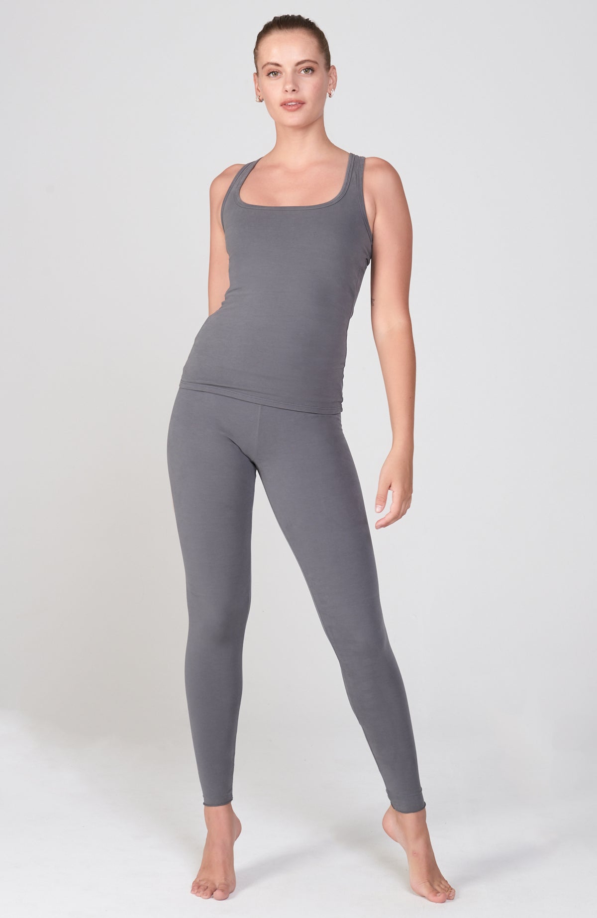 Sueded Half Moon Cutout Racerback Tank ~Sterling