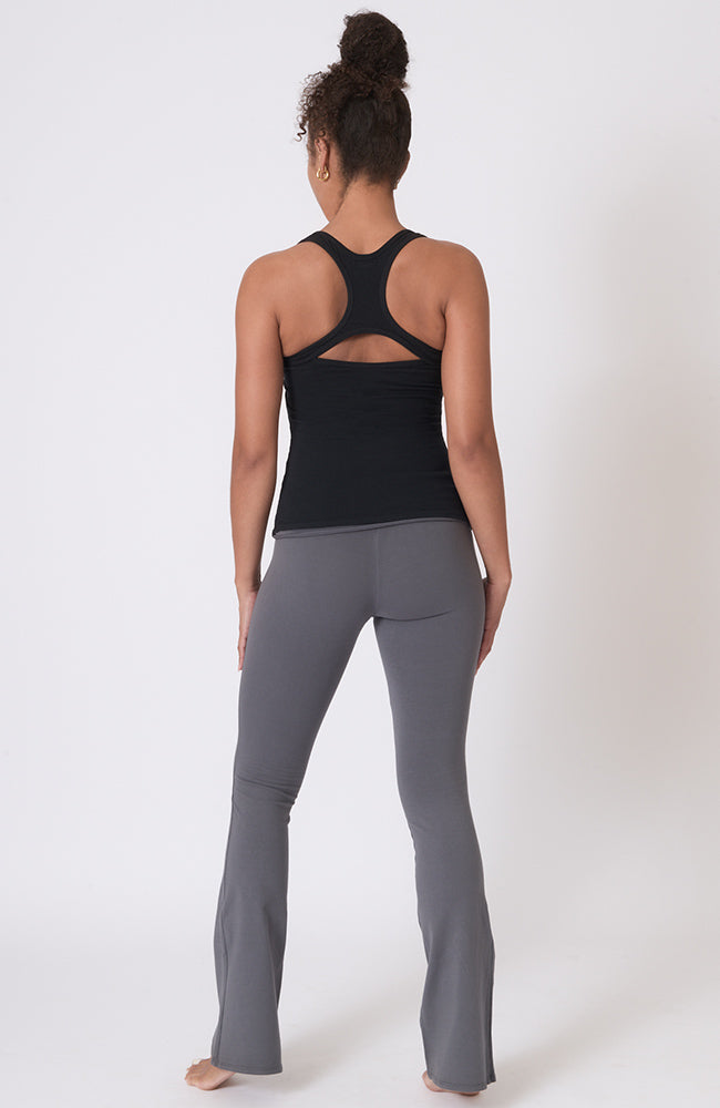 Sueded Half Moon Cutout Racerback Tank ~Black