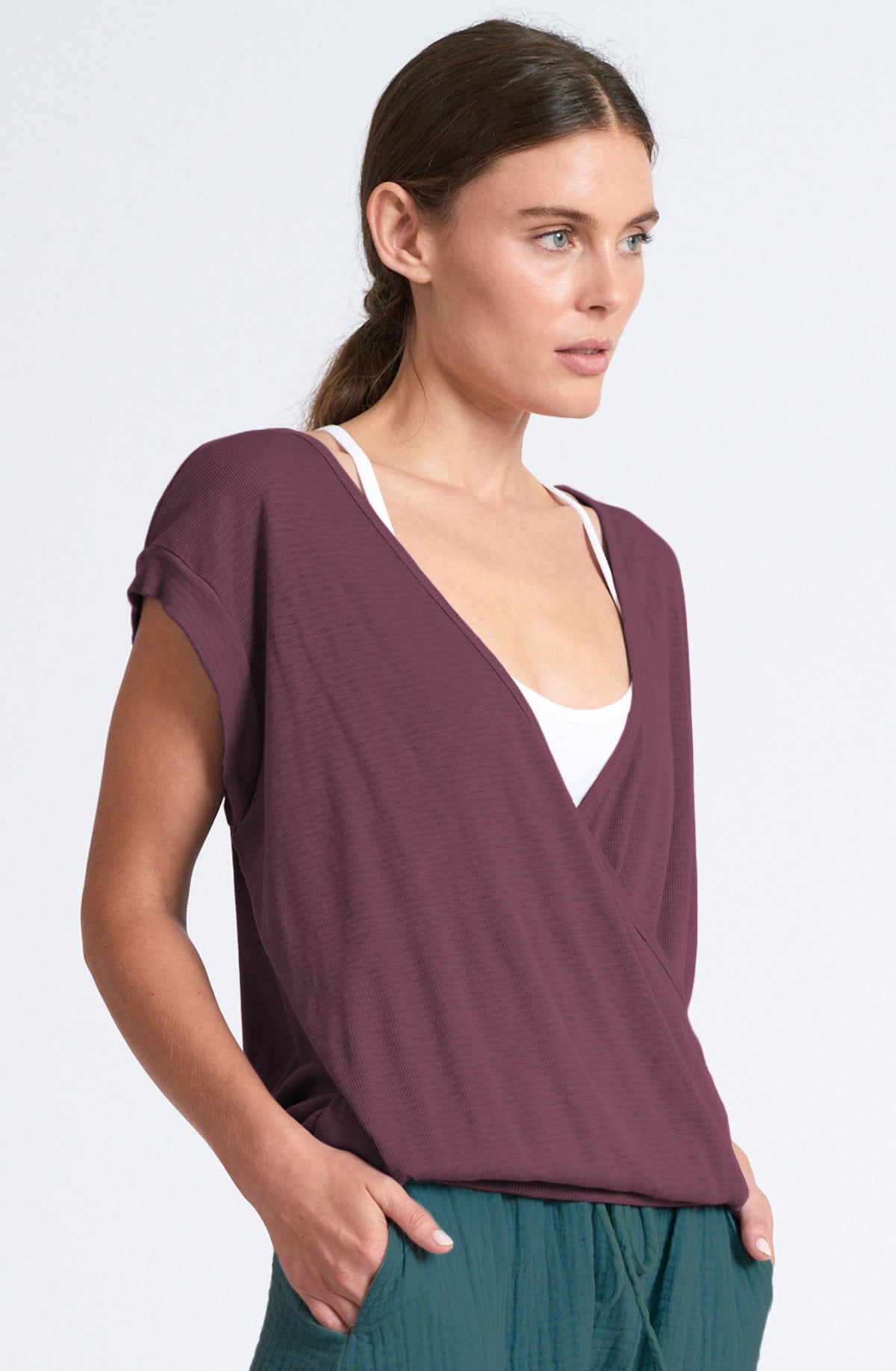 Ribbed Studio Coverup ~ Aubergine