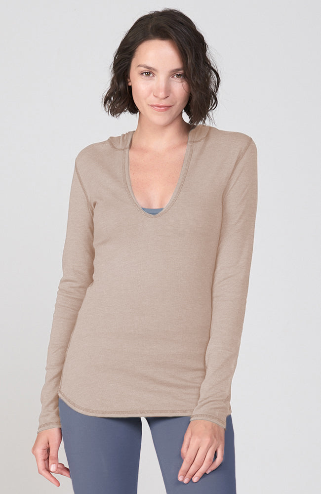 Essential Deep Scoop Hoodie ~ Light Sand