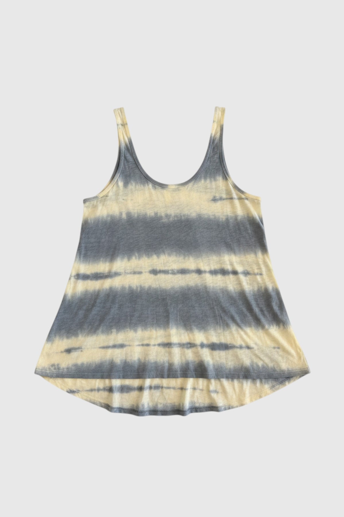 Slub Hi~Lo Tank ~Pale Yellow+ Gray