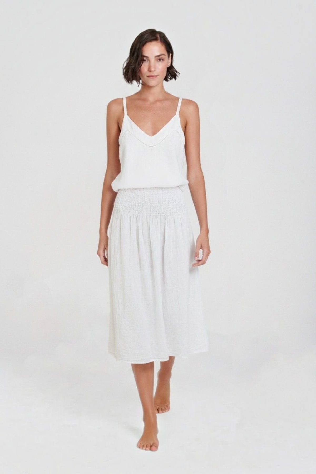 Linen Midi Skirt~ Seashell