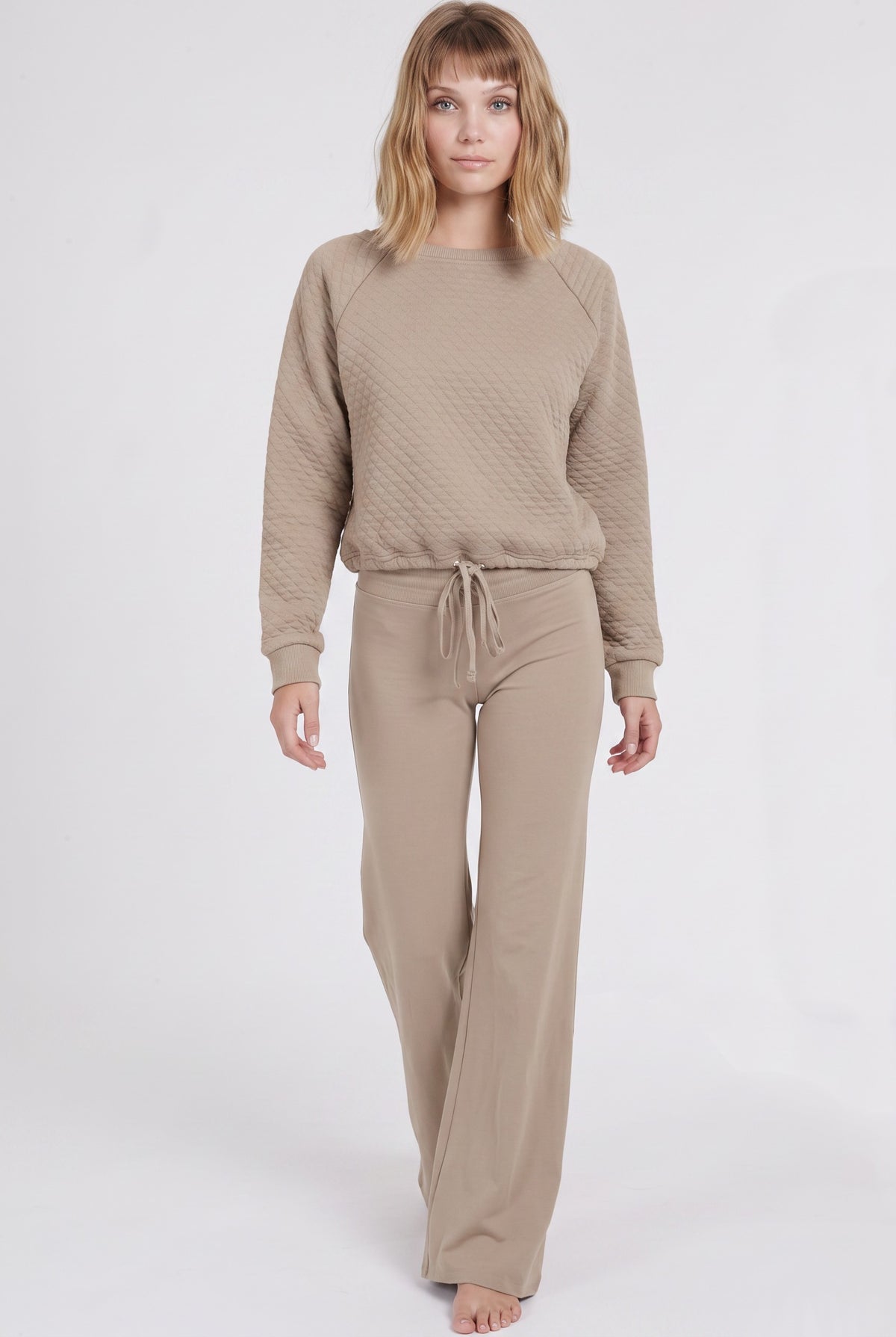 Quilted Bateau Sweatshirt~ Sand