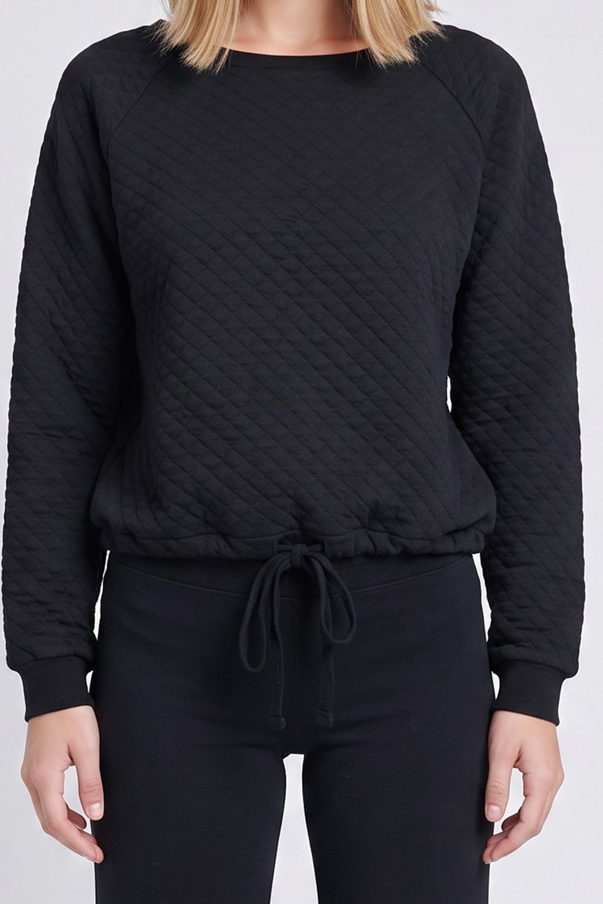 Quilted Bateau Sweatshirt~ Black