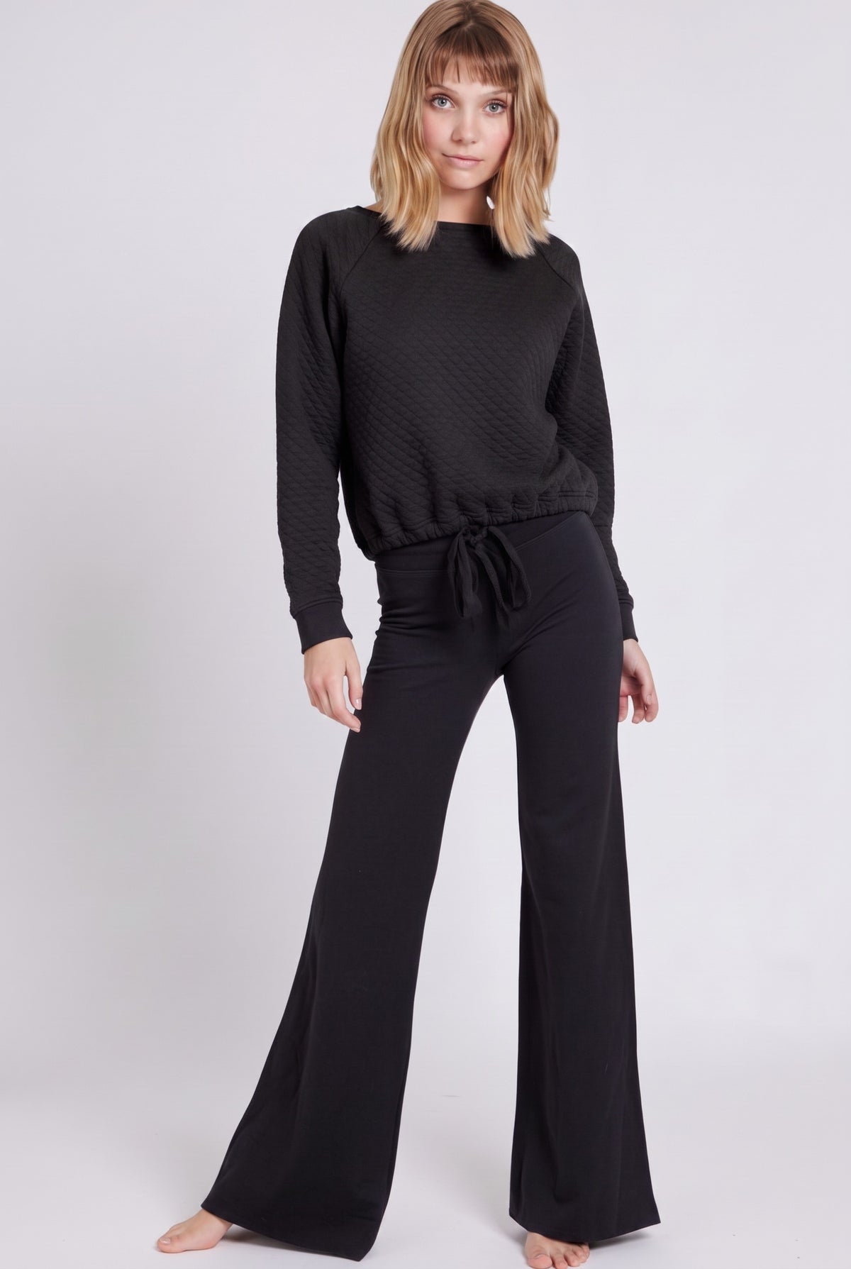 Quilted Bateau Sweatshirt~ Black