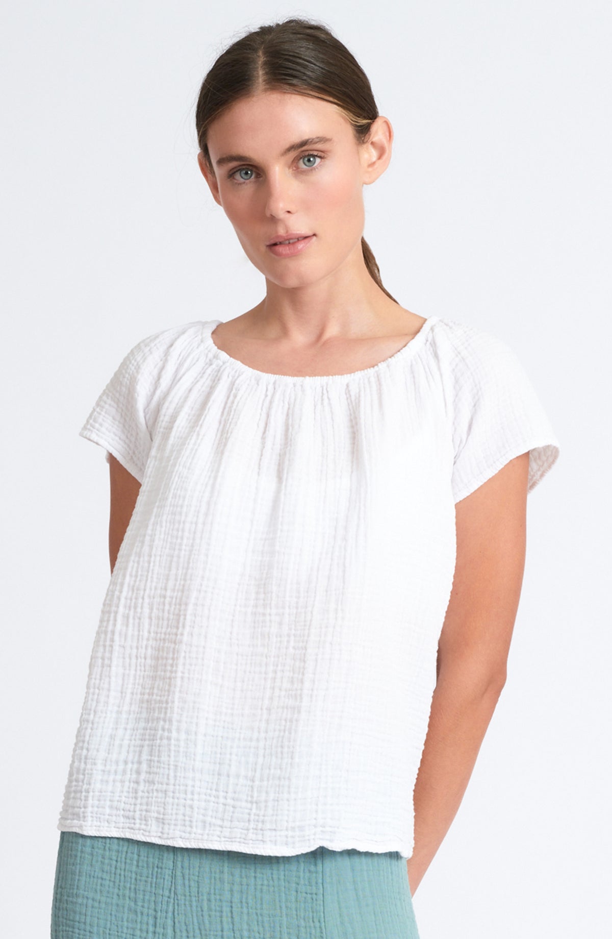Gauze Off-the- Shoulder Top ~ White