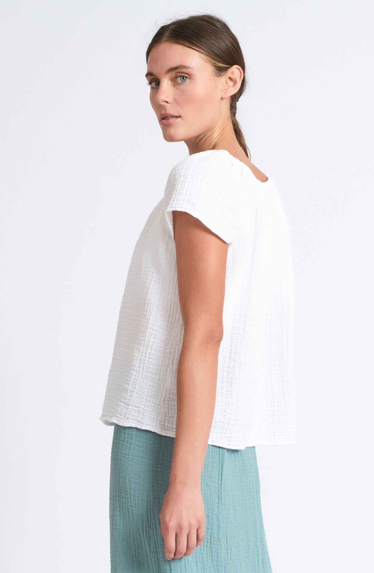 Gauze Off-the- Shoulder Top ~ White