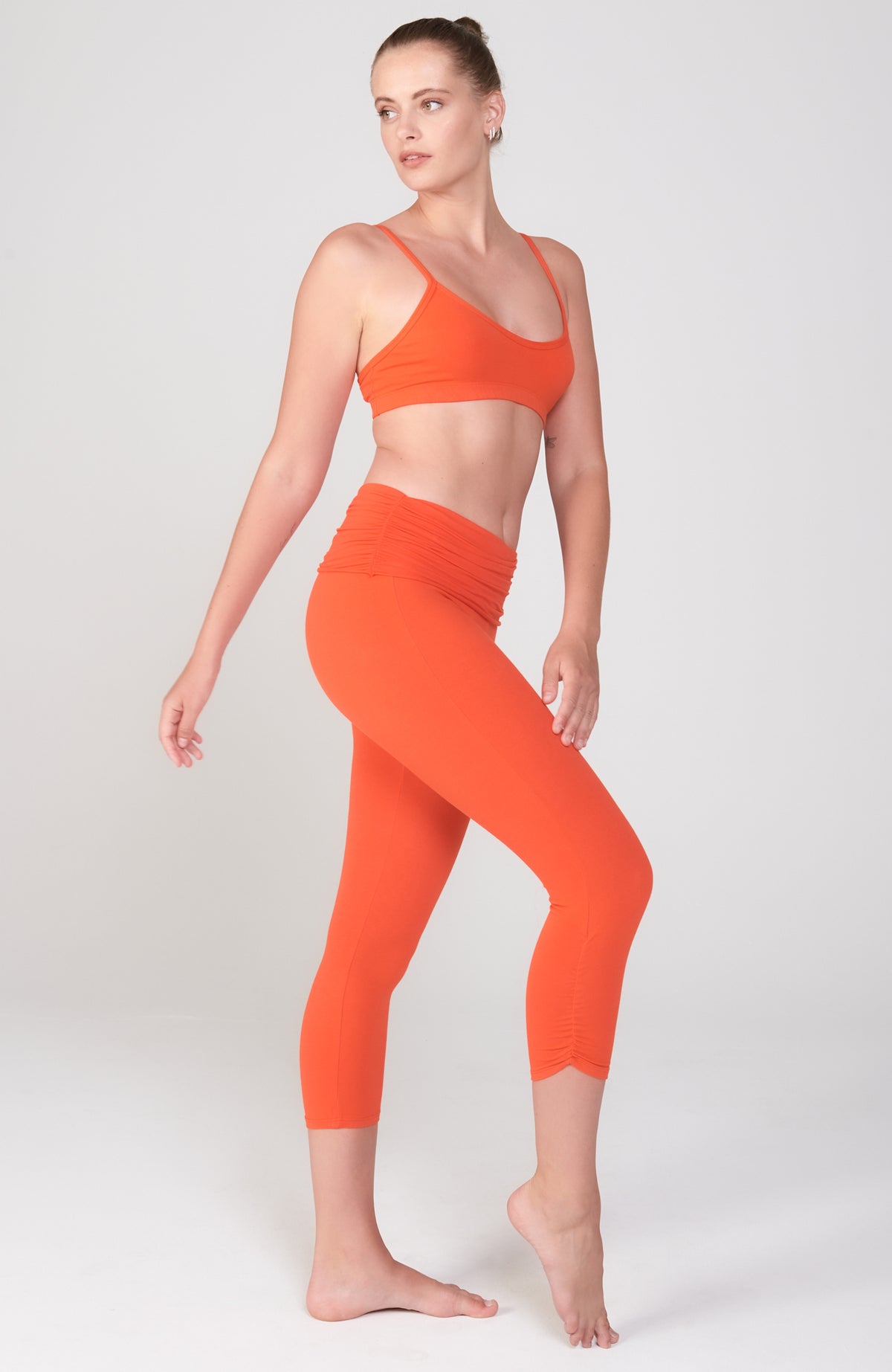 Shirred Ahimsa Capri ~Orange Poppy